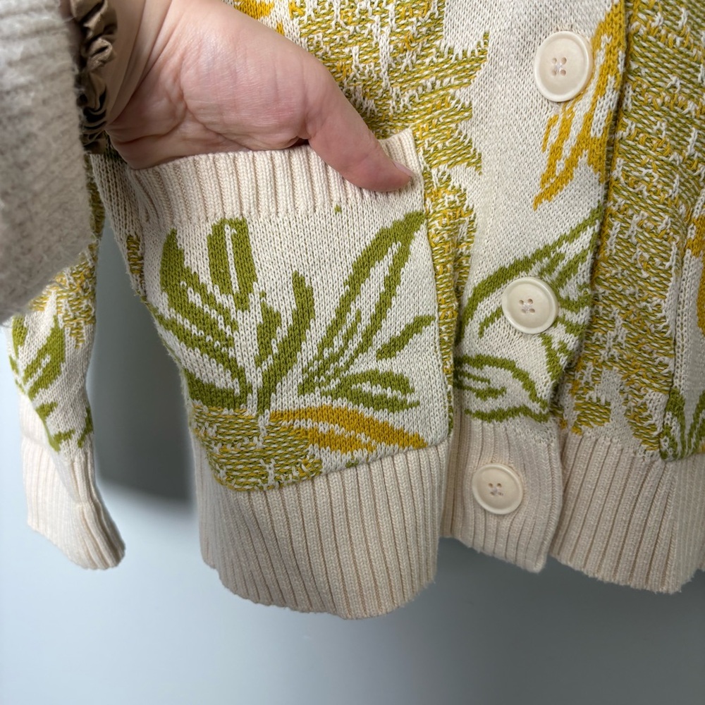 Anthropologie Maeve Pineapple Cream Cardigan - Picture 5 of 9
